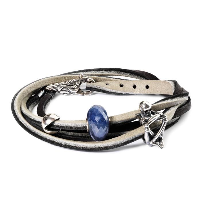 BRACCIALE UOMO TROLLBEADS l5113 BRACCIALE / COLLANA PELLE NERO/GRIGIO - TROLLBEADS