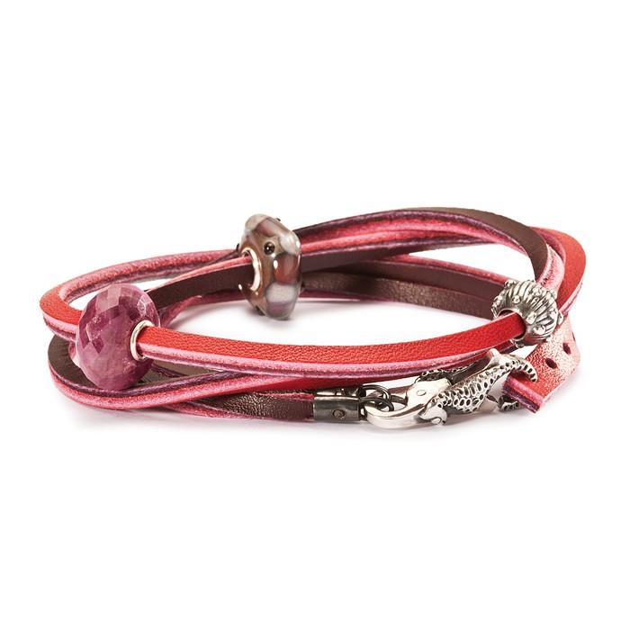 BRACCIALE UOMO TROLLBEADS l5110 BRACCIALE / COLLANA PELLE ROSSO/BORDEAUX - TROLLBEADS